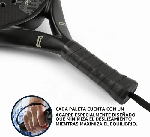 Vista 3 de Juego de 2 raquetas de pádel con superficie de fibra de carbono EVA Memory Flex Núcleo de espuma de pádel ligeras