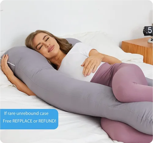 Vista 6 de ZZZhen Almohada de embarazo para dormir, almohada de maternidad en forma de U – 56 pulgadas con funda extraíble de microfibra gris, multiuso