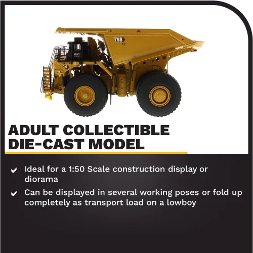 Vista 4 de Camión minero Caterpillar 798 AC 1:50 - Diecast Masters - 85671 - Serie High Line