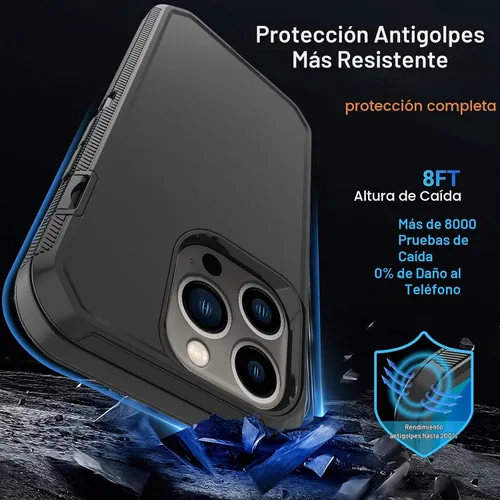 Vista 2 de Funda para iPhone 14 Pro Max con 2 protectores de pantalla, resistente de servicio pesado a prueba de golpes, protección contra caídas, resistente