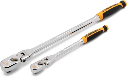 Vista 2 de GEARWRENCH - Juego de 2 piezas de trinquetes con mango flexible 120XP, material dual, en forma de lágrima, 1/4 y 3/8 pulgadas, 81204XP