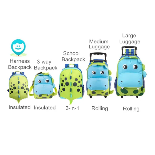 Vista 7 de Yodo, Bolsa para almuerzo aislada y mochila preescolar infantil, con correa de arnés de seguridad para niños o niñas, Dinosaur