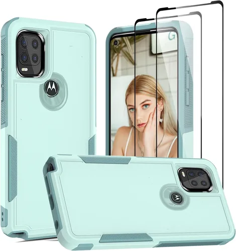 Vista 82 de Jeylly para Moto G Stylus 5G 2021 Funda con [2 Pack] Protector de Pantalla de Vidrio Templado, Protección Grado Militar Anti-Arañazos, Funda A