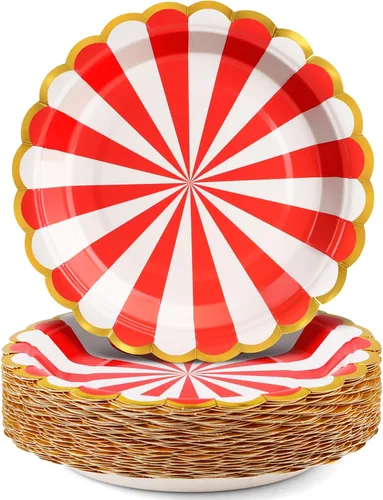 Vista 12 de Platos de papel de fiesta de feliz cumpleaños, platos de postre negros, 7 pulgadas, 50 unidades, lunares de aluminio para decoraciones de fiesta