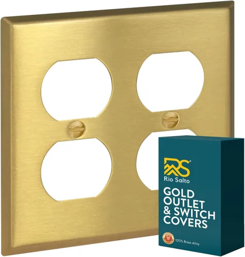 Vista 44 de Rio Salto Placa de pared de metal dorado en latón Placa de salida en blanco Cubierta para tomas de corriente no utilizadas Interruptor de pared de 1