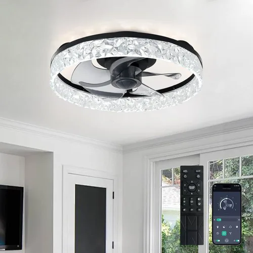 Vista 12 de Depuley Ventiladores de techo con luces y control remoto: ventilador de techo de montaje empotrado moderno de perfil bajo de 20 pulgadas con control