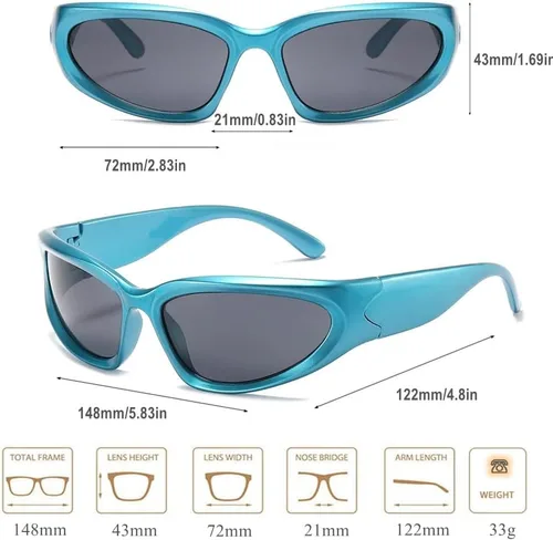 Vista 7 de Y2K - Lentes de sol envolventes para hombres y mujeres, accesorios de los años 2000, lentes cibernéticos, deportivos, motociclistas, protección UV400
