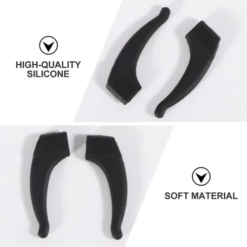 Vista 3 de Kit de 10 pares de ganchos de silicona antideslizante para gafas, funda antideslizante para gafas, juego de patas de silicona negra para un ajuste