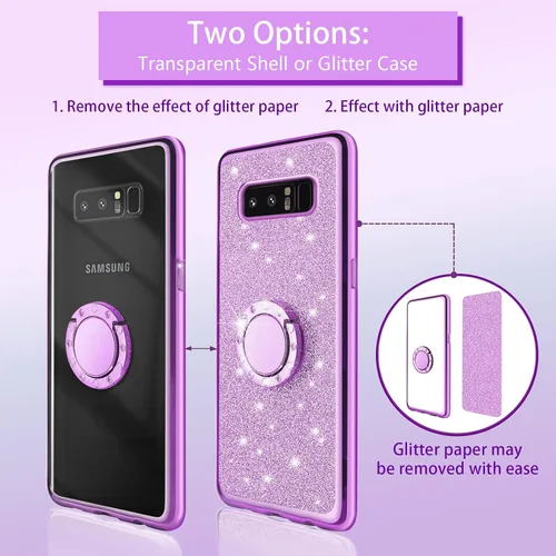 Vista 3 de Funda para Samsung Note 8 de 6.3 pulgadas, para Galaxy Note 8, a prueba de golpes, con correa y soporte para anillo, para Samsung Galaxy Note 8