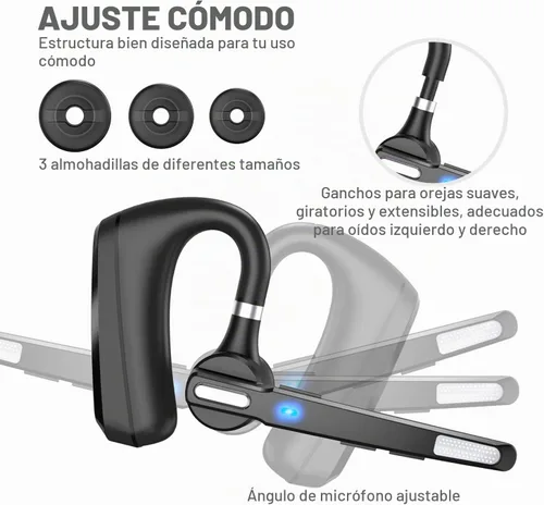 Vista 6 de Auriculares Bluetooth V5.0, auricular Bluetooth inalámbrico 24 horas de llamadas HD, CVC8.0 con cancelación de ruido de doble micrófono, manos