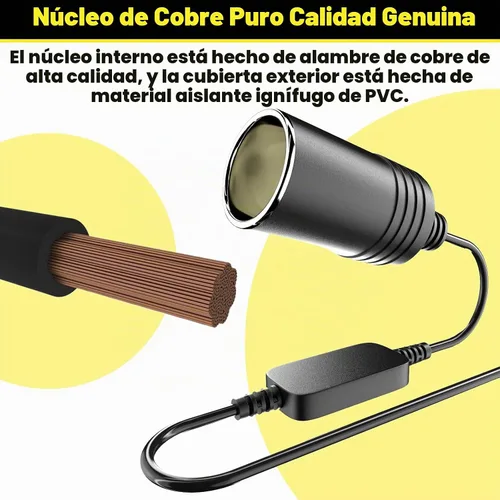 Vista 4 de Adaptador de USB a Encendedor de Cigarrillos, Cable de 10W USB Macho a 12V Encendedor de Cigarrillos de Toma, para Cámara de Salpicadero, Detector
