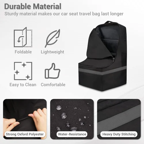 Vista 5 de Bolsa de viaje para asiento de automóvil, acolchada, cómoda, duradera, espaciosa, a cuadros, para asiento de automóvil, mochila 3 en 1, convertible