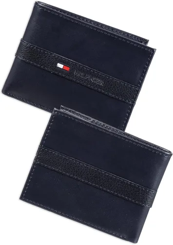Vista 2 de Tommy Hilfiger Cartera de cuero genuino para hombre con múltiples ranuras para tarjetas