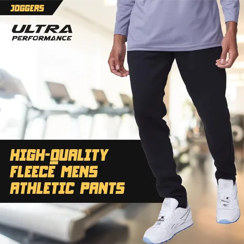 Vista 3 de Ultra Performance 3 Pack Mens Open Bottom Sweatpants with Pockets, Casual Sweatpants for Men
