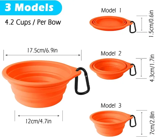Vista 4 de PetBonus 2-Pack Silicone Collapsible Dog Bowls and Dog Collar Safety Clip