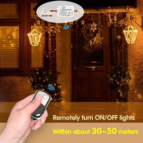 Vista 2 de DieseRC Interruptor de control remoto inalámbrico DC 12V/24V 10A RF Relé receptor con 2 transmisores para luces de techo, lámparas, LED y control