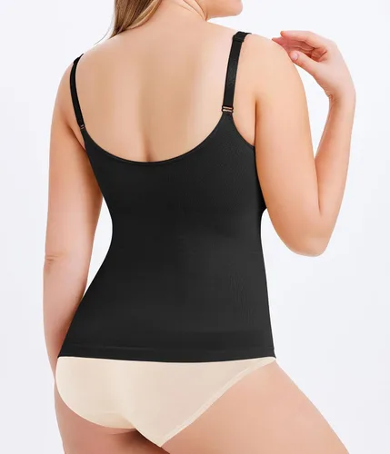 Vista 3 de TrainingGirl Camiseta sin mangas de compresión para mujer, chaleco moldeador de cintura sin costuras, adelgazante, camisola
