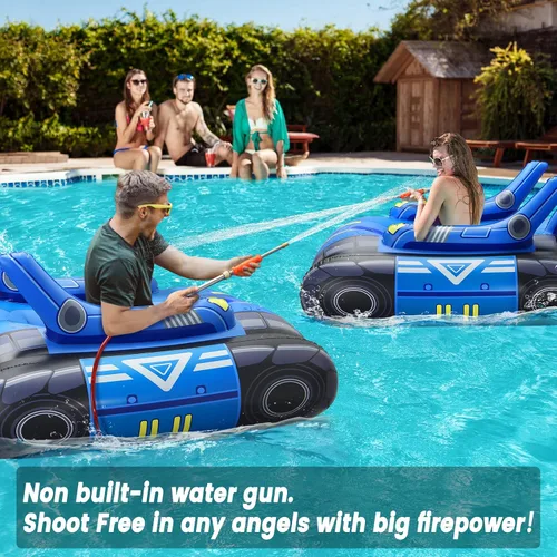 Vista 4 de Chariot Flotador inflable grande para piscina para adultos con pistolas de agua de acero inoxidable, flotadores de natación con cañón de agua