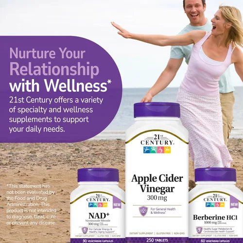Vista 7 de 21st Century - Tabletas de vinagre de sidra de manzana de 300 mg, metabolismo, 250 unidades Apple Cider Vinegar 300 mg Tablets to Help Support