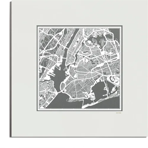 Vista 110 de O3 Design Studio San Diego, CA Paper Cut Map Matted Grey 20x20 in Paper Art