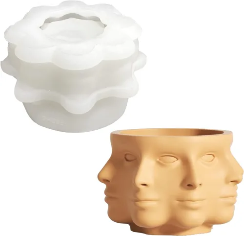 Vista 9 de BOOWAN NICOLE Moldes de silicona para hormigón, múltiples patas, para suculentas, para bricolaje, maceta de cara pequeña, decoración del hogar