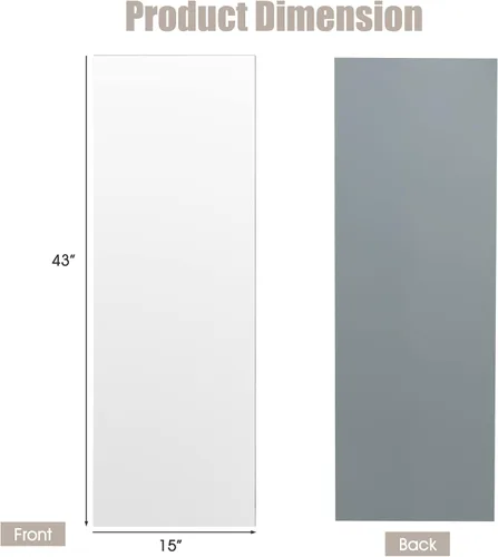 Vista 7 de CHARMAID Espejo de pared de longitud completa, espejo de tocador sin marco, estructura de 5 capas, espejo moderno para colgar en la pared