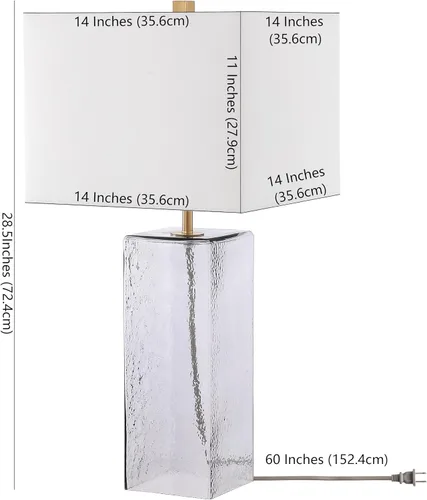 Vista 3 de SAFAVIEH Lighting Collection Memris Coastal Contemporary - Lámpara de mesa de cristal gris de 28 pulgadas (bombilla LED incluida)