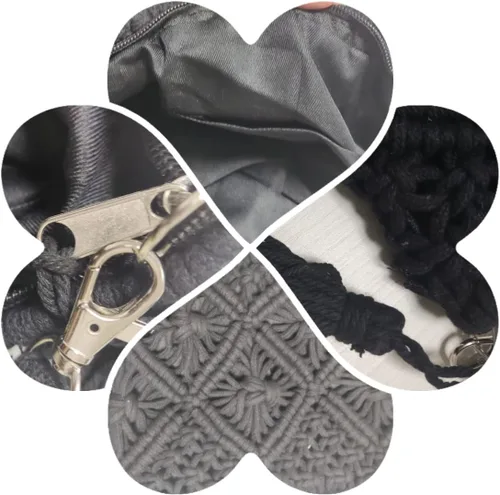 Vista 5 de Bolso bandolera de hombro de ganchillo con flecos de hilo de algodón, bolso cruzado bohemio para mujeresniñas