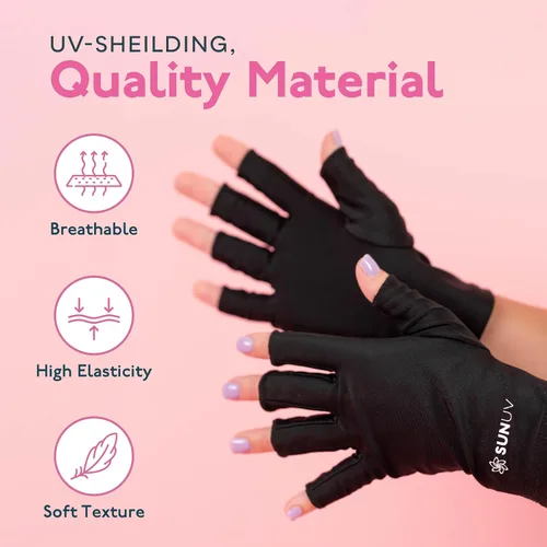 Vista 7 de SUNUV Lámpara de uñas LED UV, guantes de luz UV para uñas de gel, guantes sin dedos con protección UV, secador de uñas para lámpara de curado