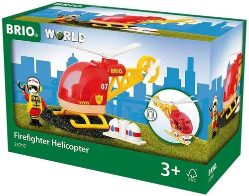 Vista 2 de BRIO World - 33797 Helicóptero de bomberos Helicóptero de juguete de 3 piezas para niños a partir de 3 años