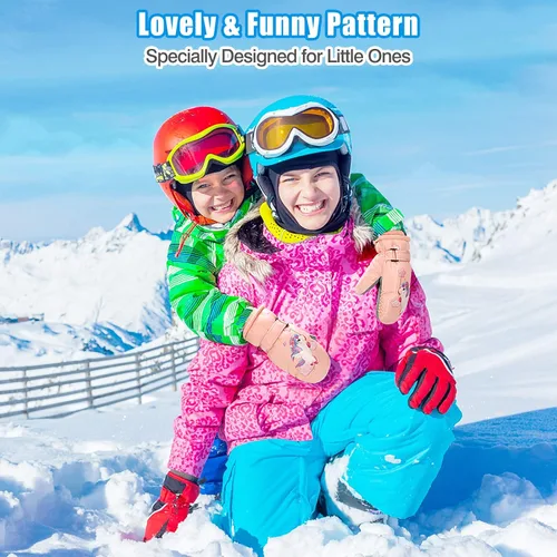 Vista 3 de MoKo Manoplas de esquí para niños, guantes de esquí aislados impermeables para niñas y niños, guantes de nieve de invierno para niños