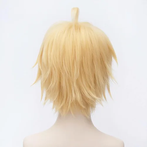 Vista 35 de Peluca corta de pelo sintético para hombre, color naranja