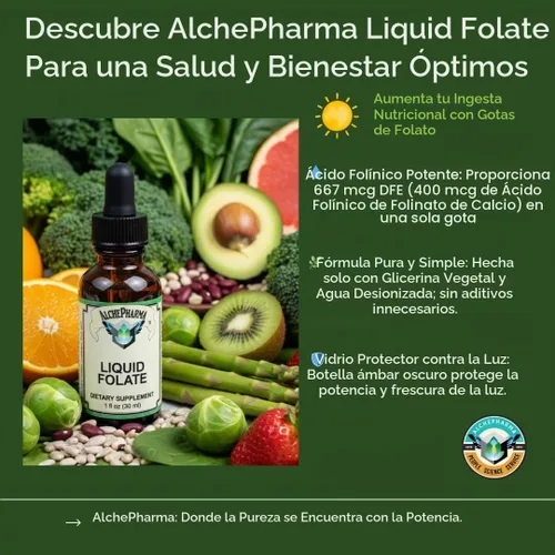 Vista 7 de Folato Iiquid [667 mcg de DFE, 400 mcg de ácido folínico] 800 porciones