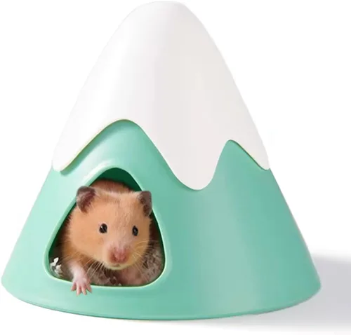 Vista 10 de Escondite de hámster, casa de piel de hámster con forma de montaña nevada Bonita cabaña escondida de hábitat para animales pequeños para hámsteres