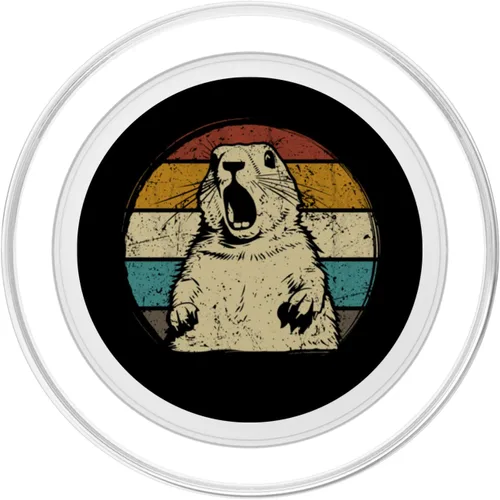 Vista 2 de Perro de la pradera vintage para amantes de los perros de la pradera 60s 70s retro PopSockets MagSafe PopGrip para iPhone
