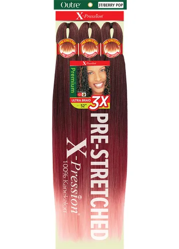 Vista 5 de Outre X-Pression Braid - Trenza preestirada de 52 pulgadas 3X (1 paquete, 3T/BERRY POP)