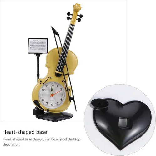 Vista 4 de BESPORTBLE Reloj despertador de violín electrónico con forma de violín para dormitorio, sala de estar, hogar D Cor y decoración de mesa de oficina