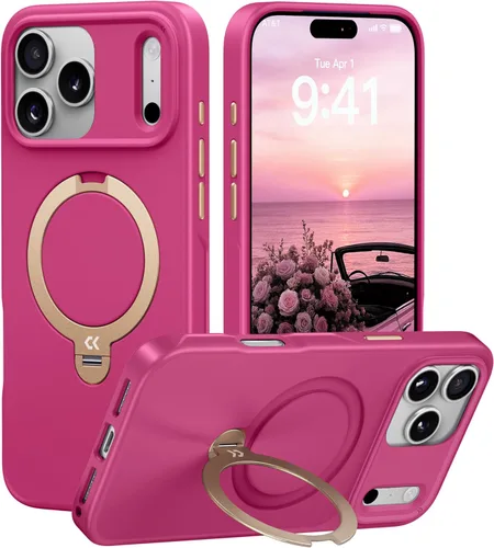 Vista 22 de CASEKOO Funda negra para iPhone 17 con soporte magnético giratorio de 360 grados