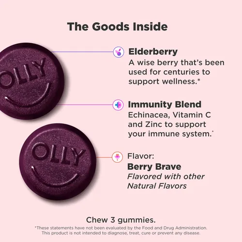 Vista 9 de Olly Gummy Active Immunity+Elderberry, 45 gomitas (1 paquete), sabor a bayas