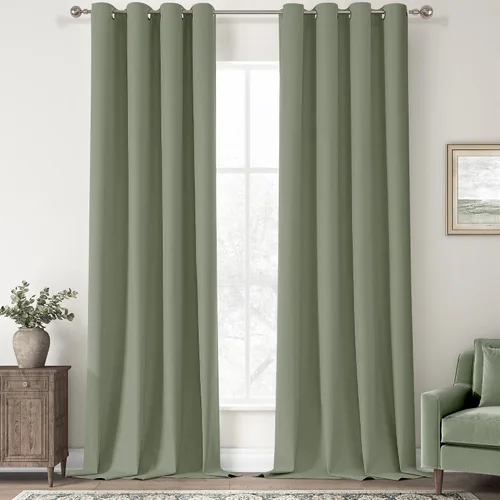 Vista 59 de ChrisDowa Cortinas 100% Opacas de Abedul Sólido de 45 Pulgadas de Largo, 2 Paneles para Dormitorio y Sala de Estar, Estilo Granja Oscurecedoras
