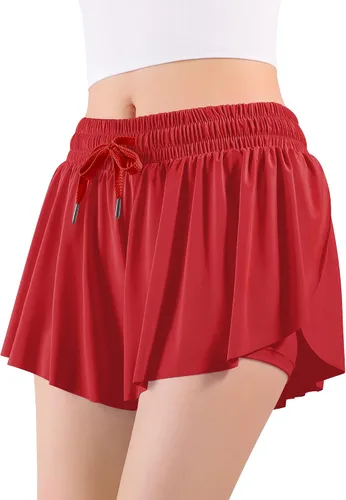 Vista 4 de Auranso Pantalones cortos fluidos con bolsillo 2 en 1 para niñas
