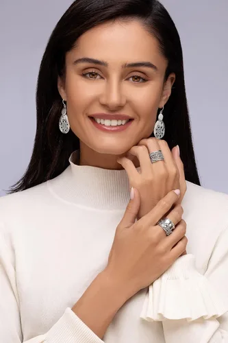 Vista 4 de JEAN RACHEL JEWELRY Anillo giratorio de plata de ley 925 para mujeres y hombres, banda de encaje llamativo, oxidado, estilo vintage, hipoalergénico