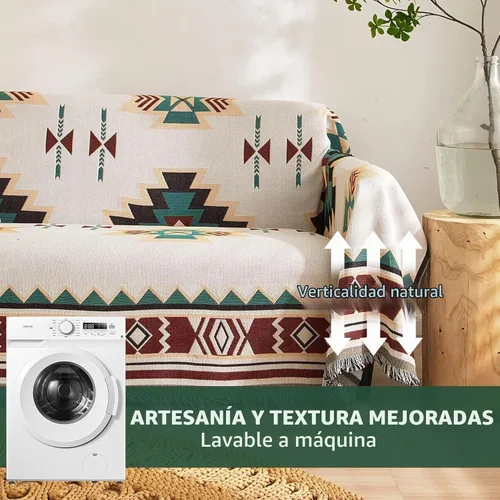 Vista 5 de ROOMLIFE Manta de sofá estilo azteca boho para sillones de 2/3 cojines, fundas de sofá lavables y antideslizantes aptas para mascotas, protector