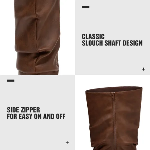 Vista 2 de katliu Botas holgadas de media pantorrilla, botas planas con cremallera para mujer