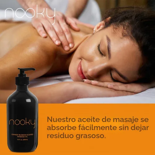 Vista 2 de Aceite de masaje flor de naranja de Nooky Con Jojoba y aceites esenciales. Para un masaje sensual, 16 oz