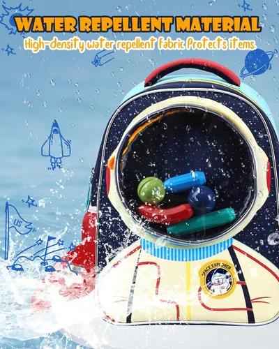 Vista 4 de LSSAGOON Mochila para niñas y niños, mochila para libros para niños de 2 a 12 años, lista para volver a la escuelacumpleañosregalos de Navidad, Azul