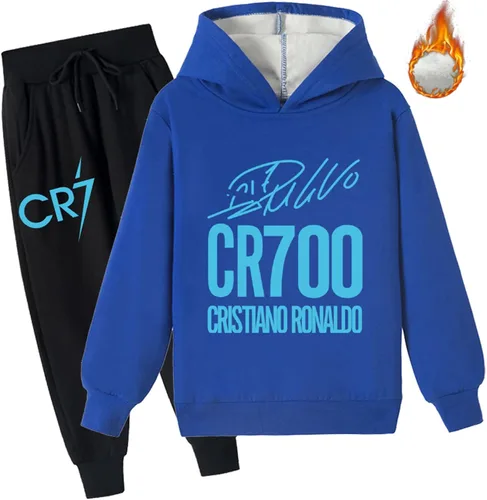 Vista 3 de UMocan Cristiano Ronaldo - Conjunto de sudadera con capucha y pantalones deportivos CR7 para niño
