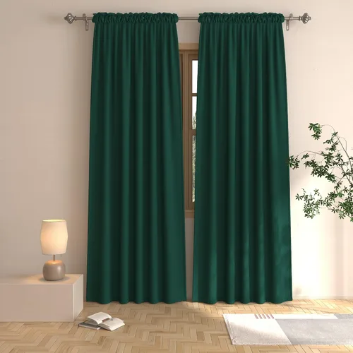 Vista 65 de UPOPO Cortinas beige de 45 pulgadas de largo para oscurecer la habitación, paneles de cortina para ventana, bolsillo para cortinero, cortinas