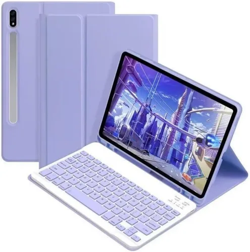 Vista 8 de Galaxy Tab S10+ Plus/S9+ Plus/S9 FE+ Plus Funda para tablet con teclado de 12.4" /S8+/S7+/S7FE, Funda protectora delgada de colores dulces
