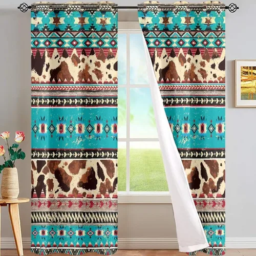 Vista 18 de Dreaweet African Tribal Blackout Curtains 63 Inch Long 2 Panels Set Bohemian Ethnic Geometric Grommet Top Thermal Insulated Curtains for Living Room